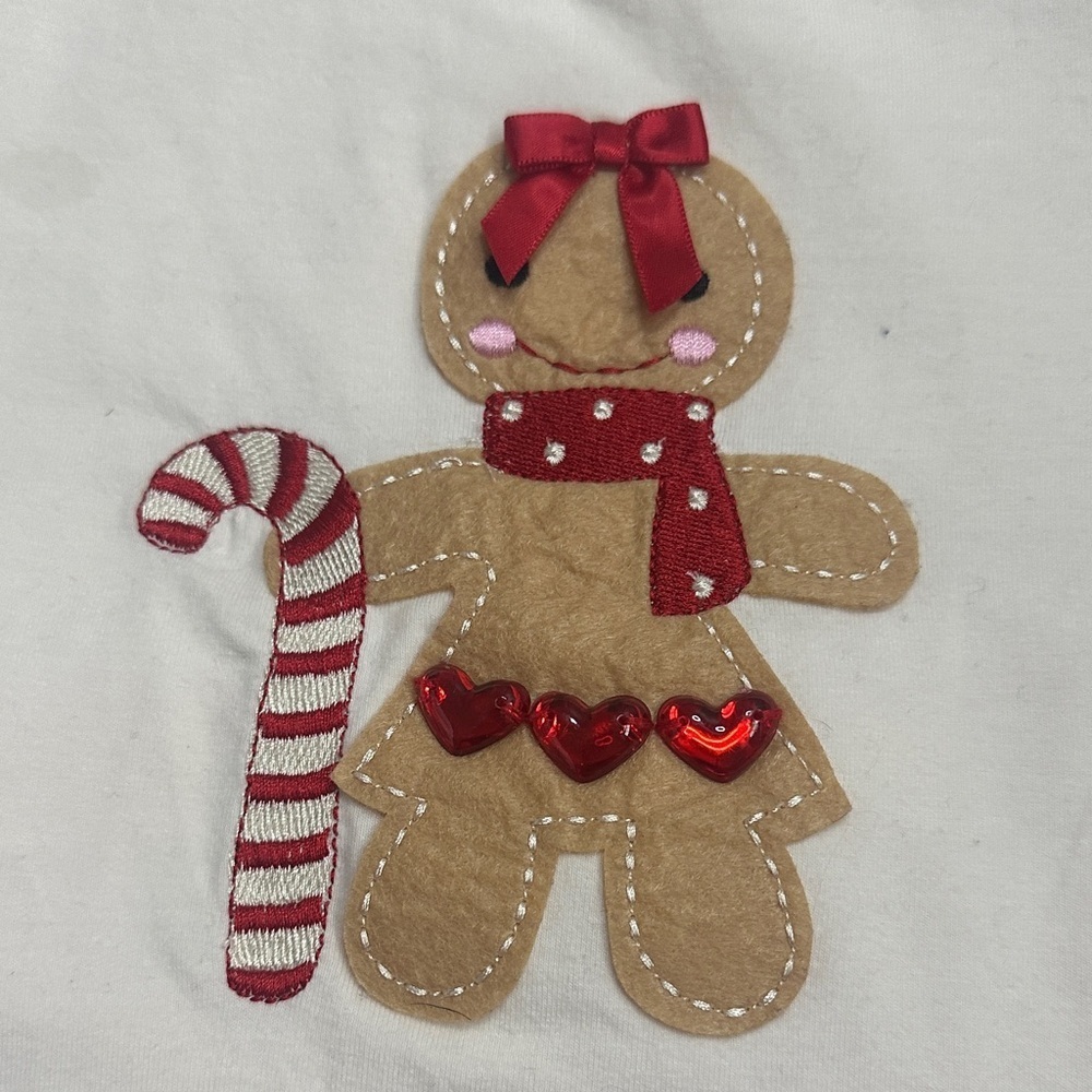 Bonnie Jean Red and White Gingerbread Tutu Dress Top with Polka Dot Leggings - Picture 2 of 11